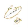 Goldfarbenes Armband Ring Set Drip Oil Design Romantisches Design Blumenarmband Ring Vintage Design Elegantes Design Offener Armreif