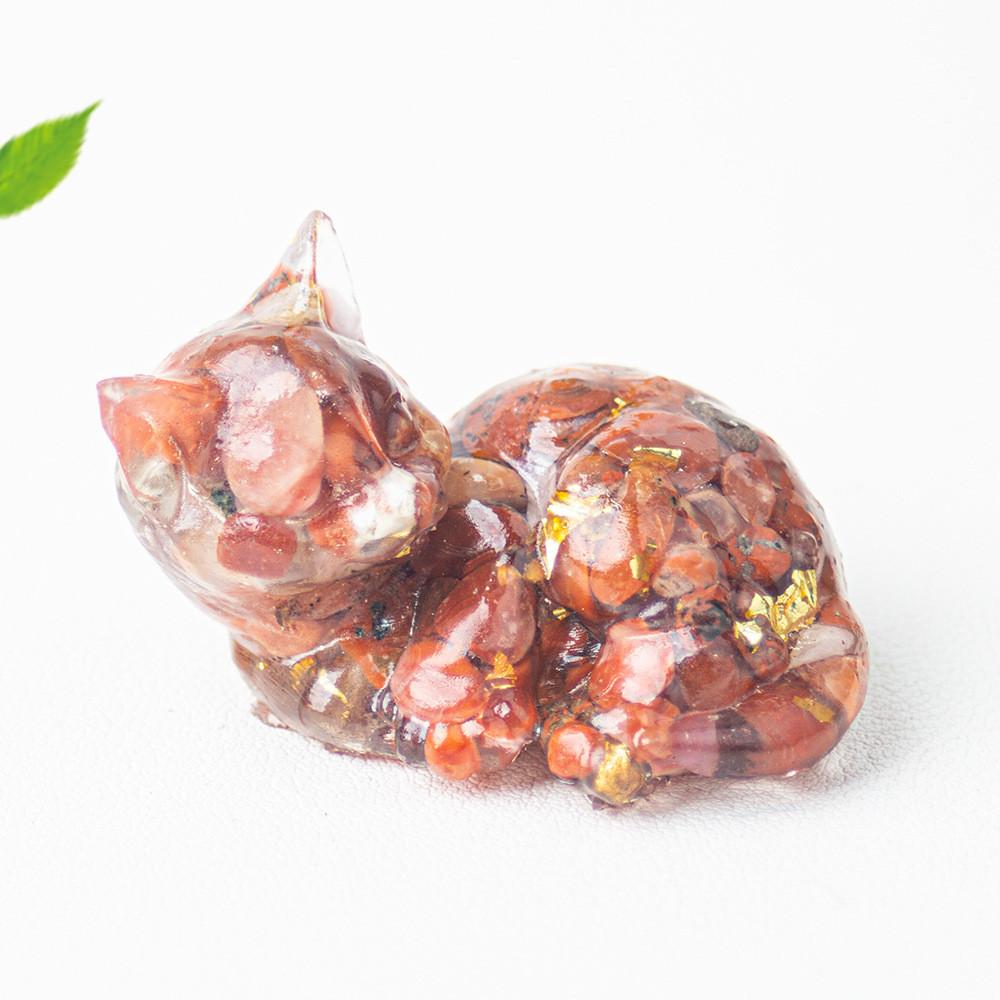 Resin Art Cat Figurine With Crystals For Home Office Decor Gift For Friends And Family