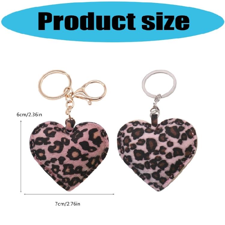 Portachiavi a forma di cuore con stampa leopardata decorativa, ciondolo da appendere alla borsa in pelle PU per progetti fai-da-te, personalizzazione della casa