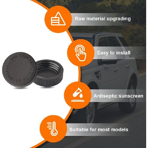 2PCS Coolant Reservoir Cap, Engine Radiator Water Tank Caps, Car Coolant Tank Lid Black Cover, 21712-79900 Auto Radiator Overflow Cove Compatible
