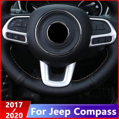 Car Interior Steering Wheel Decoration Cover Trim Stickers Kits For Jeep Compass 2017 2018   Interior Accessories
