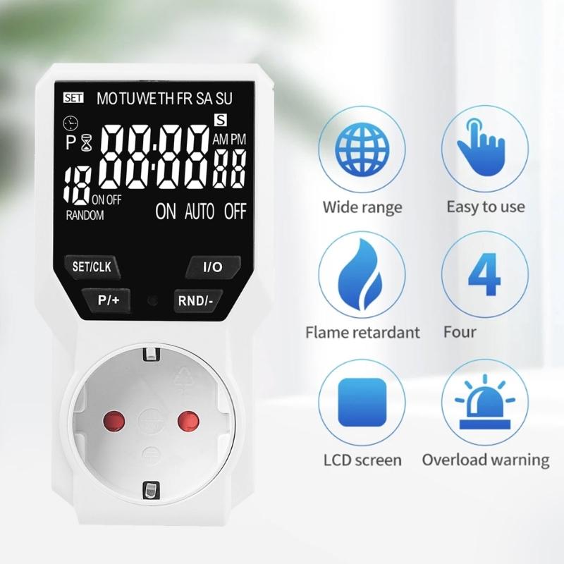 Digital Electronic Timer Switches Energy Saving LCD Display Programmable Timer Socket For Home Appliances Easy To Use