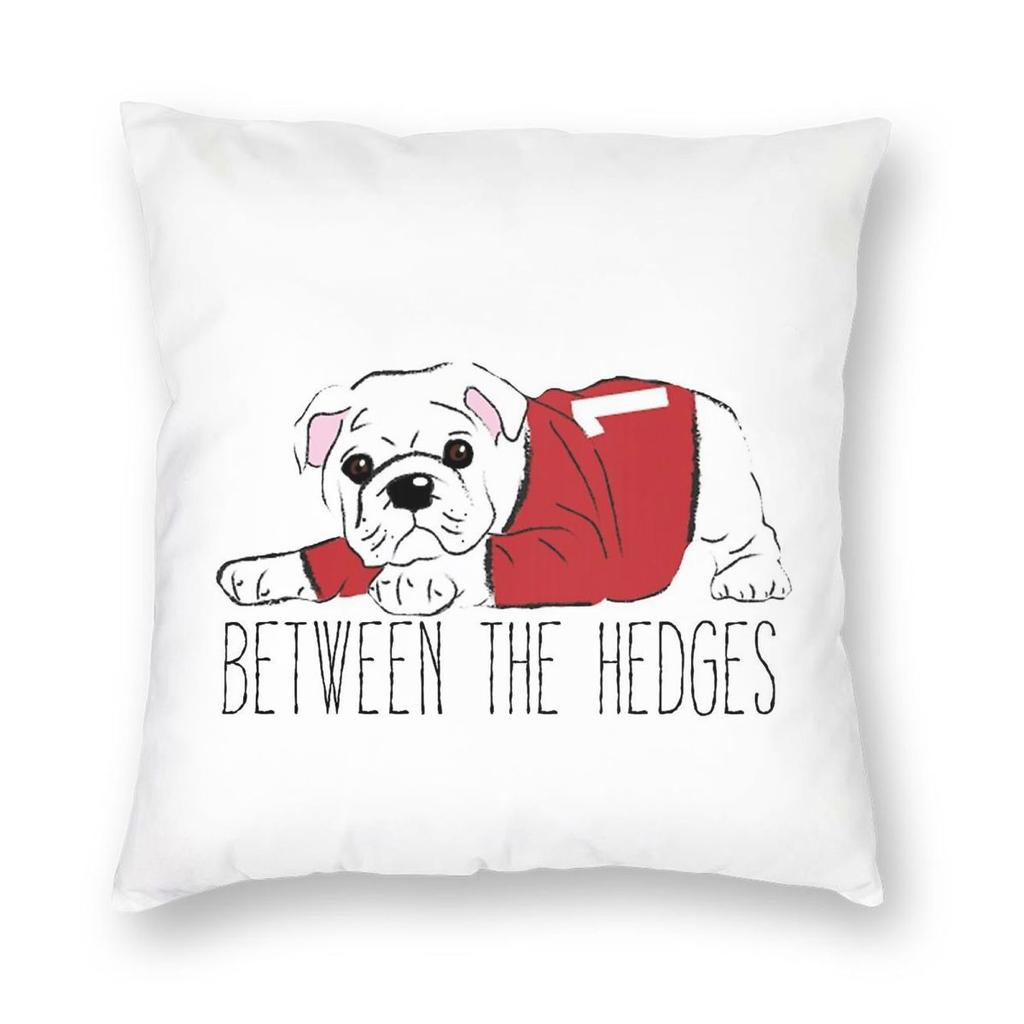 Between The Hedges Bulldog Pillowcase Polyester Linen Velvet Creative Zip Decorative Throw Pillow Case Sofa Seater
