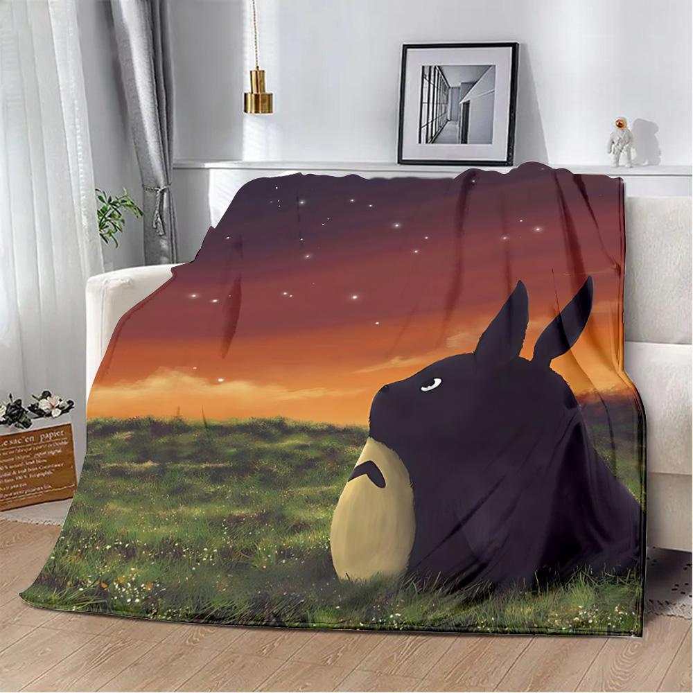 Hot Anime Cartoon Printed Blanket Picnic Blankets Warm Blanket Soft and Comfortable T-TotoroS Blanket Home Travel Birthday