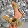Pleated Stiletto Slippers Summer New Square Toe Open Toe Anti-slip Wear-resistant High Heels