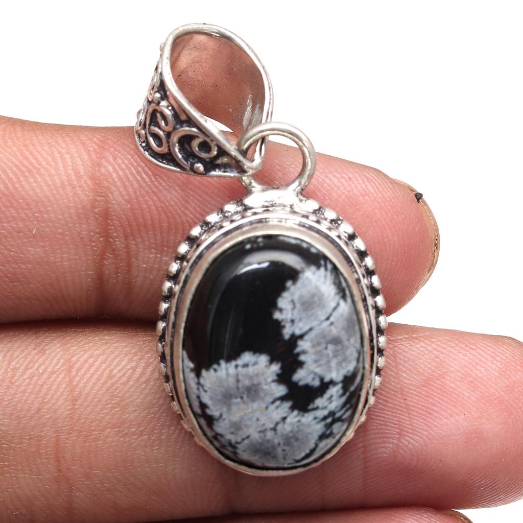 Schneeflocke-Edelstein, Unisex-Geschenk für Damen, Silberschmuck-Anhänger, 3,8 cm