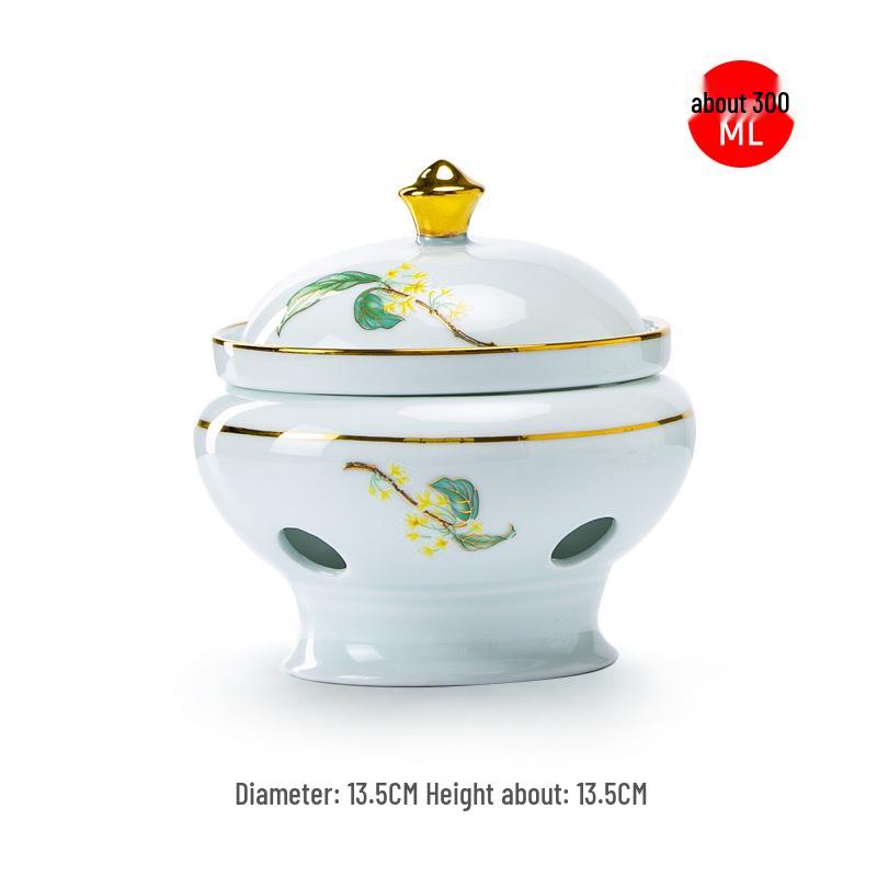 Buddha Jumps Over the Wall Stew Pot with Fish Maw, Sea Cucumber, Abalone, and More, with Lid and Alcohol Stove