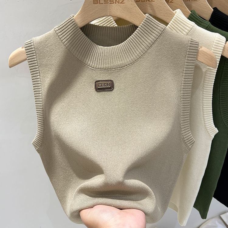 Slim Fitted Turtleneck Knitted Camisole Tank Top Women's Designed Base Layer Inner Wear Sleeveless Top Women's Summer