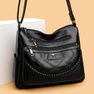 Women's Bag Crossbody Bag Shoulder Bag PU Leather Bag Casual Fashion Bag New Mother Bag Large Capacity Multi-layer Zipper Kangaroo