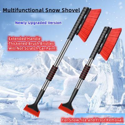 Multifunctional Telescopic Car Snow Shovel, Ice Scraper & Snow Brush, Paint Safe Frost Remover for Auto Windshield Winter Car Cleaning Tool