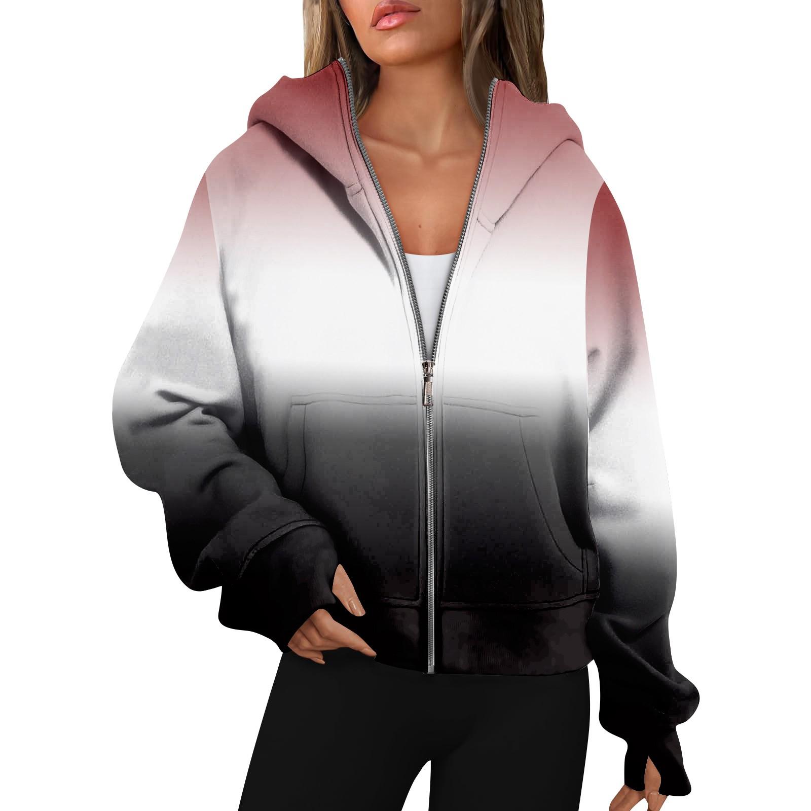 

Women s Hoodies Long Sleeve Casual Full Zipper Sweatshirts Thumb Hole Sweatshirts Coat Jackets With Pockets XXXL винный