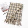 New Retro Maillard Scarf High End Versatile Plaid Thickened Shawl Winter Warm Student Tassel Scarf