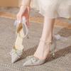 Silver High Heels Fairy Age Bar Mitzvah Crystal Wedding Shoes Bridal Shoes New French Stiletto Not Tired Feet Shoes