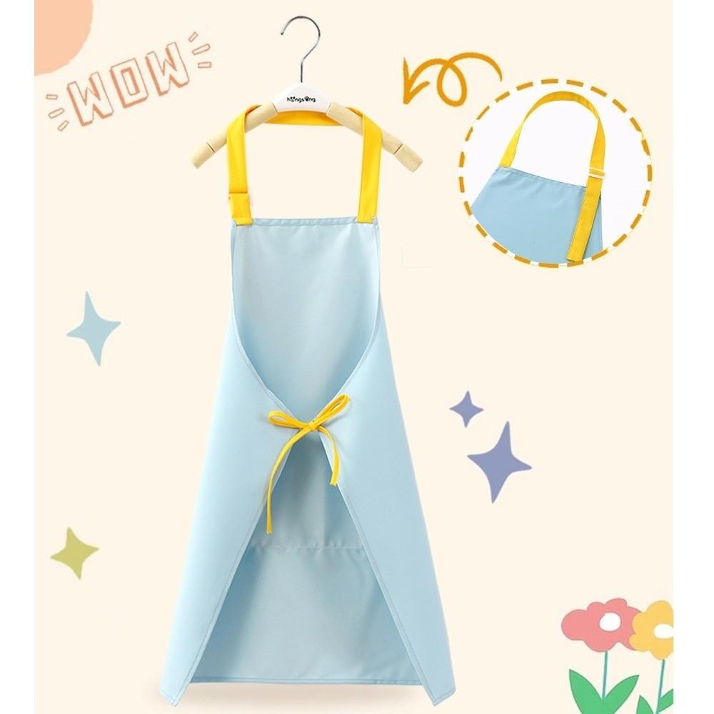 Cartoon Kids Apron Solid Color Chef's Uniform New Children's Bib Cooking