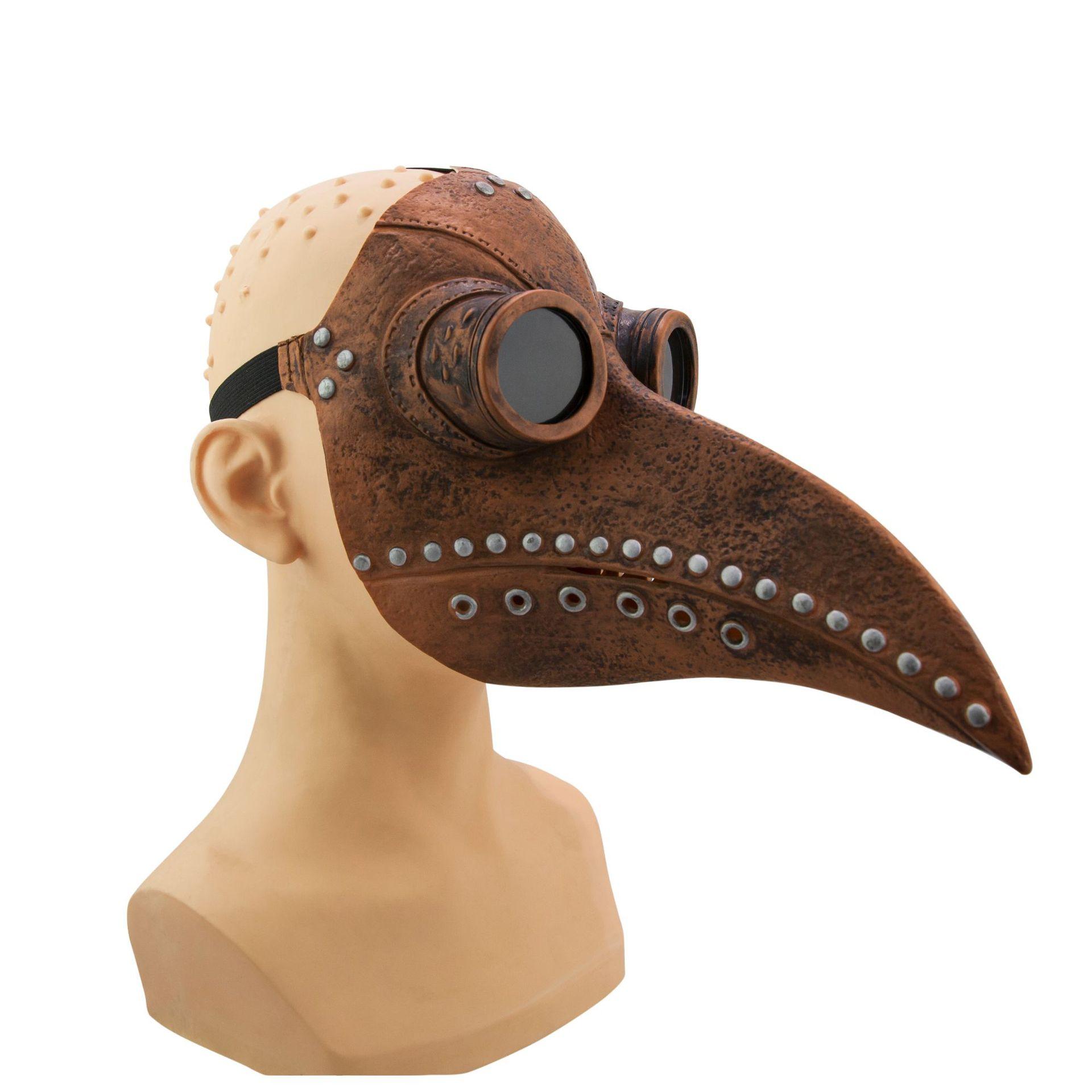 Halloween Plague Doctor Mask Crow beak black death virus death mask Party latex headgear Brown CH-B017-X