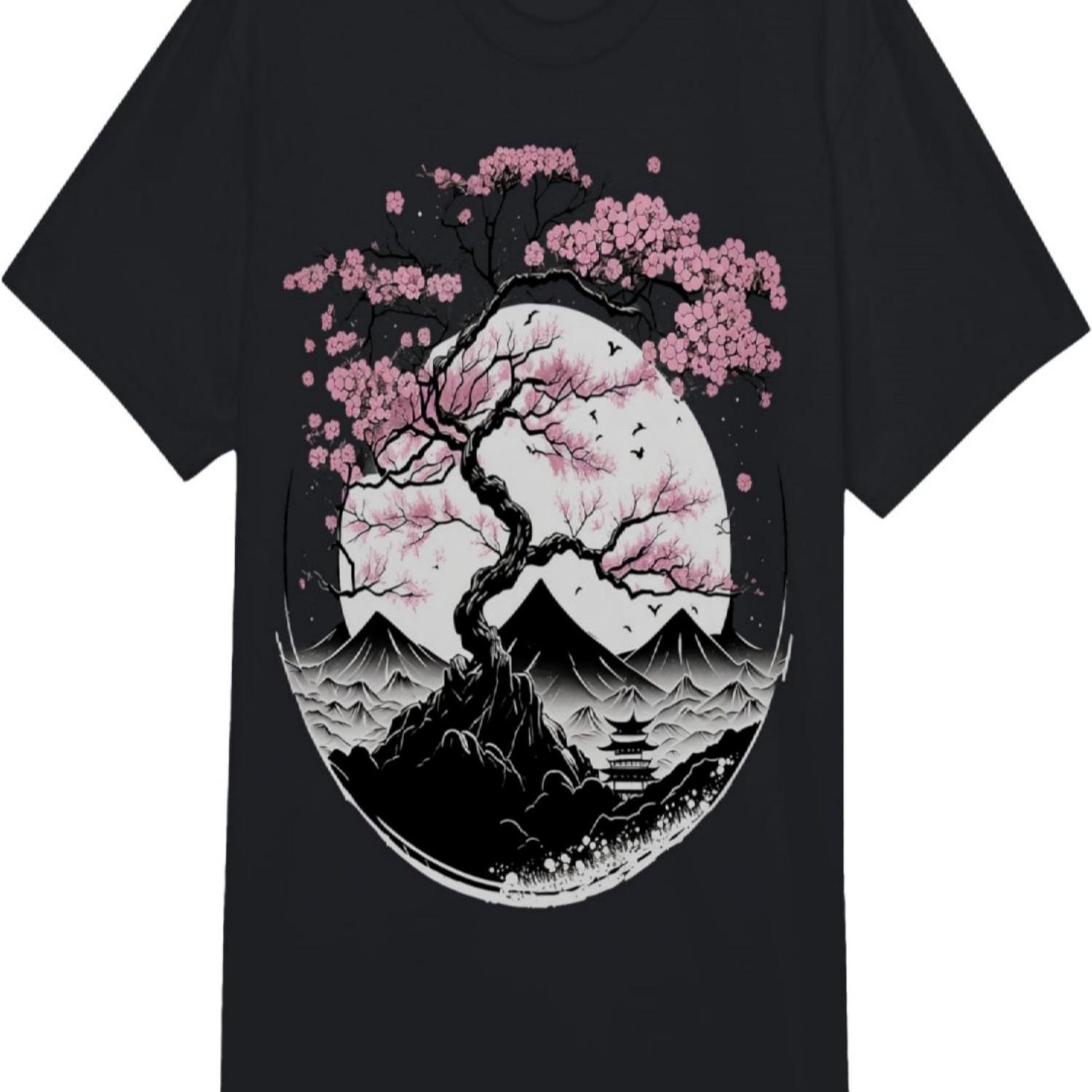 Sakura Garden Geisha Mount Fuji Cherry Blossom Comfort Colors Adult Heavyweight T-shirt S чёрный