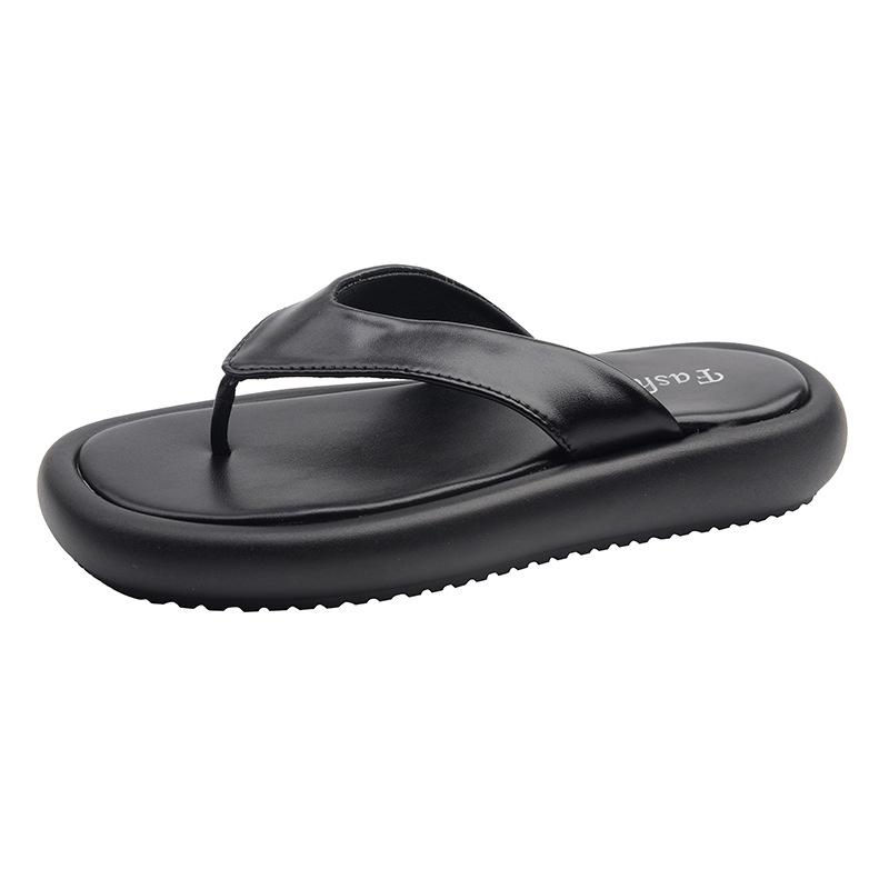 Französische Fee Stil dicke Sohle Flip-Flops, Frauen tragen Strand Blaue coole Hausschuhe und Sandalen im Sommer