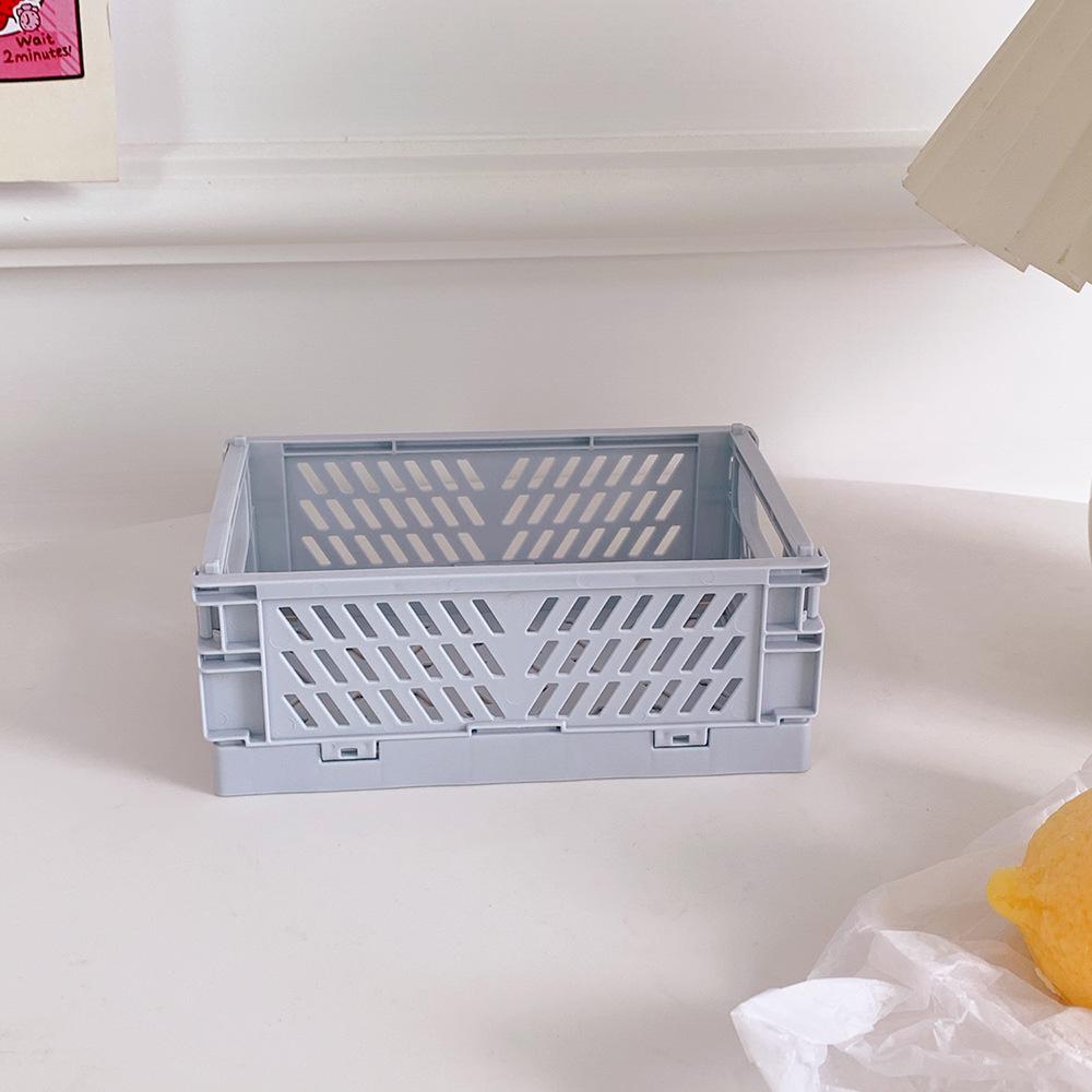 Korean Mini Folding Storage Box - Compact Organizer for Desktop, Stationery, and Skincare Essentials