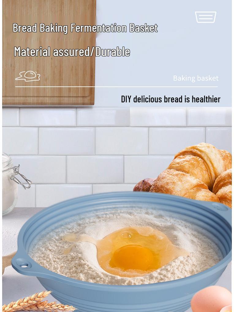 Foldable Silicone Bread Fermentation Basket with Steel Wire for High-Temp Oven Baking