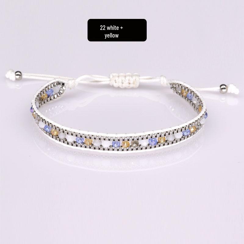 Bohemian Handmade Woven Crystal Beaded Friendship Bracelet for Women