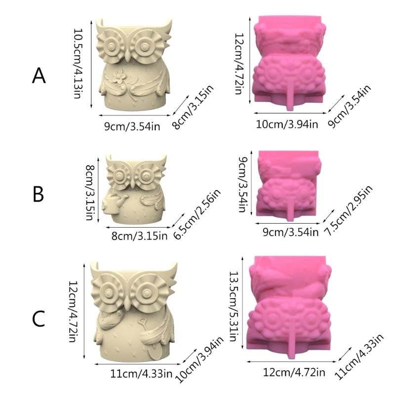 Owl Mom Dad Gypsum Flower Pot Silicone Mold Epoxy Resin Casting Mold Succulent Vase Cement Clay Mold Pen Holder Mold