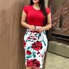 Women's Floral Dress Short-sleeved Bohemian Skinny Dress Beach Package Hip Dress