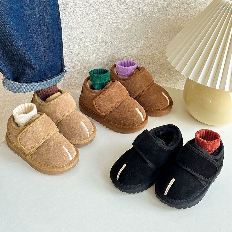 Baby cotton shoes autumn and winter new 2025 children's velvet shoes male and female students fake split toe snow boots two cotton shoes Birkenstock