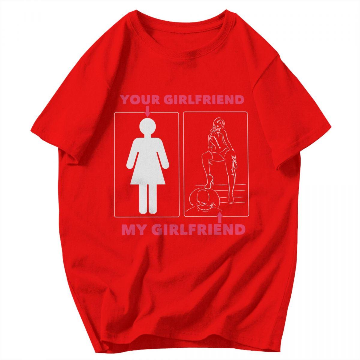 Мужская футболка BDSM Твоя девушка Моя девушка Забавная Уникальная Y2K Графическая Индивидуальная Унисекс Одежда Футболки S