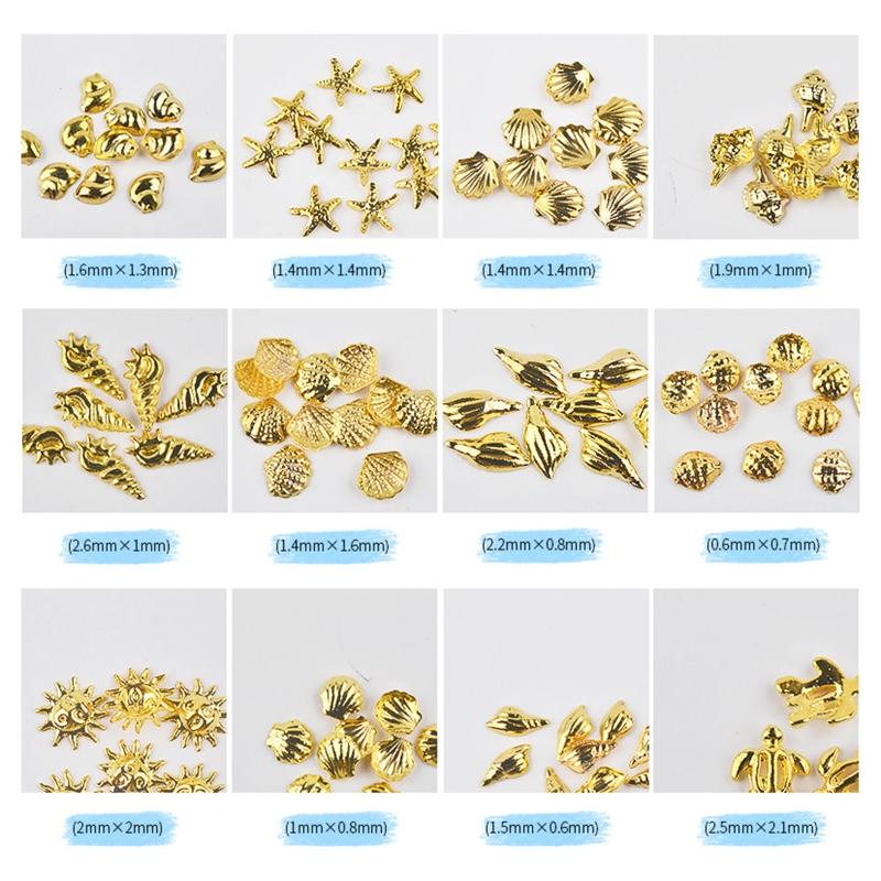Summer Nail Art Sequins Glitter Nail Art Decals 3D Metal Frame for Shell Sea Starfish Studs on Nails DIY Charm Jewelry 1