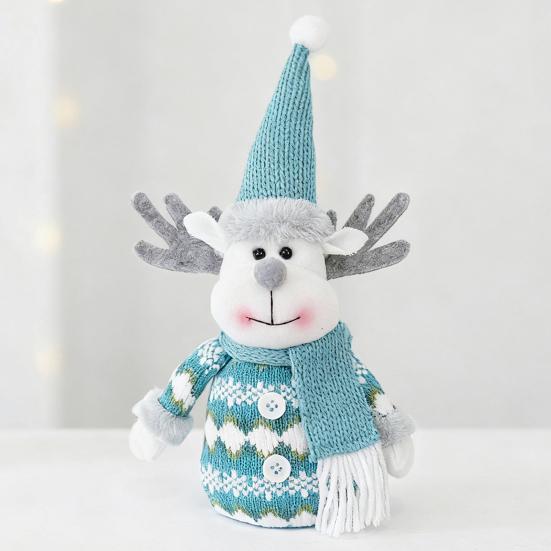 Christmas Doll Blue Snowman Santa Claus Reindeer Christmas Doll Handmade Plush Figure Ornament Home