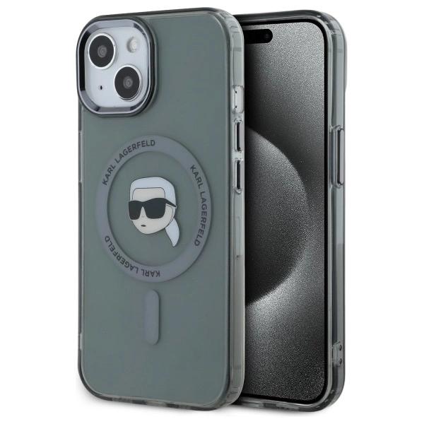 Karl Lagerfeld Klhmp15Shlskik Iphone 15  6.1 Czarny/Black Hardcase Iml Metal Karl Head Magsafe