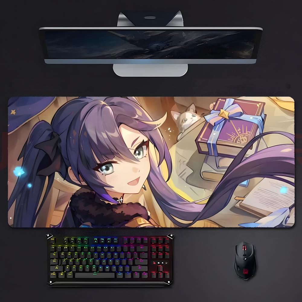 Mysterious Pretty Game Genshin Impact Mona Mouse Pad Large Gaming Mousepad With Stitched Edges Thickened Desk Mat Pc