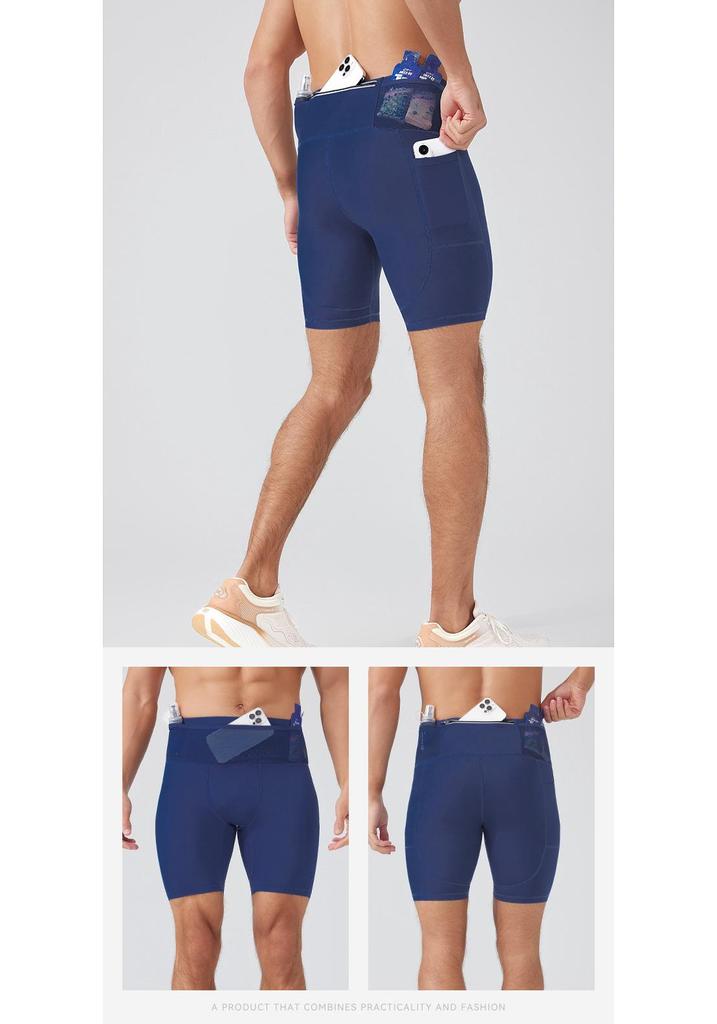 Men's Multi-Pocket Compression Capri Pants for Running, Training, and Cycling