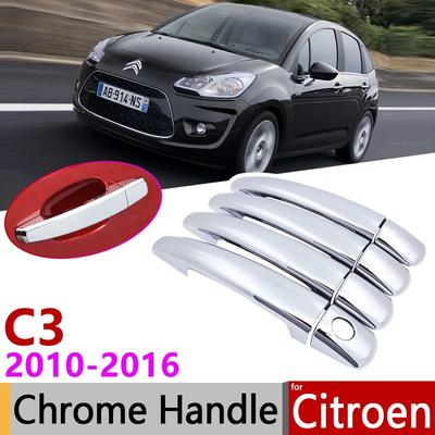 Für Citroen C3 Mk2 2010 ~ 2016 Chrom Türgriff Abdeckung Auto Zubehör Aufkleber Trim Set 2011 2012 2013 2014 2015 VT VTR +