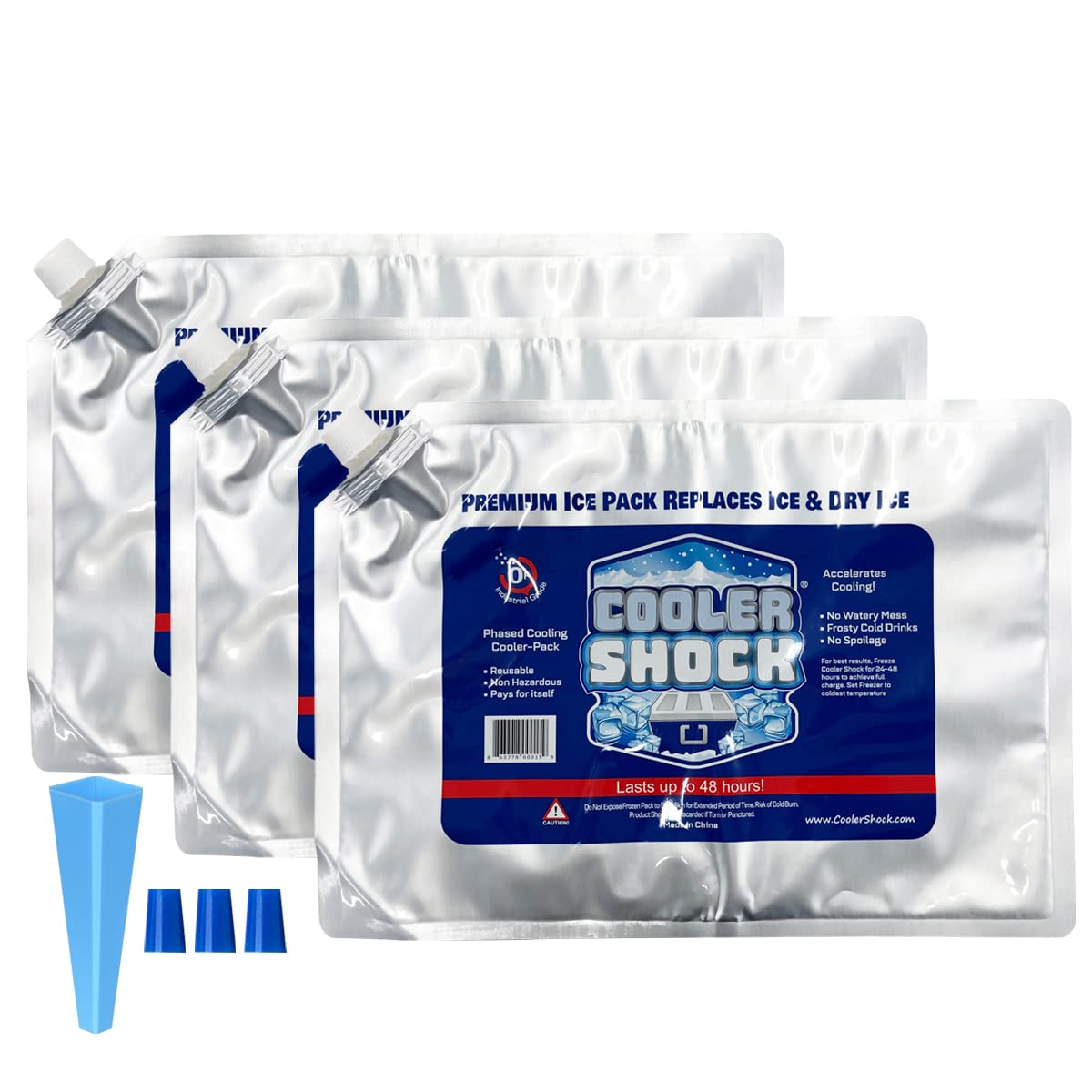 

COOLER SHOCK Ice Packs [Large Size/Set of 3] Long-lasting Cooling Power, Colder than Ice (-7.8℃), Reusable, for Camping, BBQ, Fishing, Outdoors, Shopp
