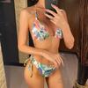 5 farben Gedruckt Gestreiften Halter Bikini Weiblichen Badeanzug Frauen Bademode Zwei-stück Bikini set Badende Badeanzug Schwimmen Dame