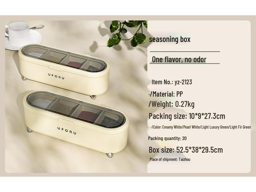 Luxury Kitchen Condiment Set: 4-Grid Storage Jars for Salt, Sugar, and Seasonings