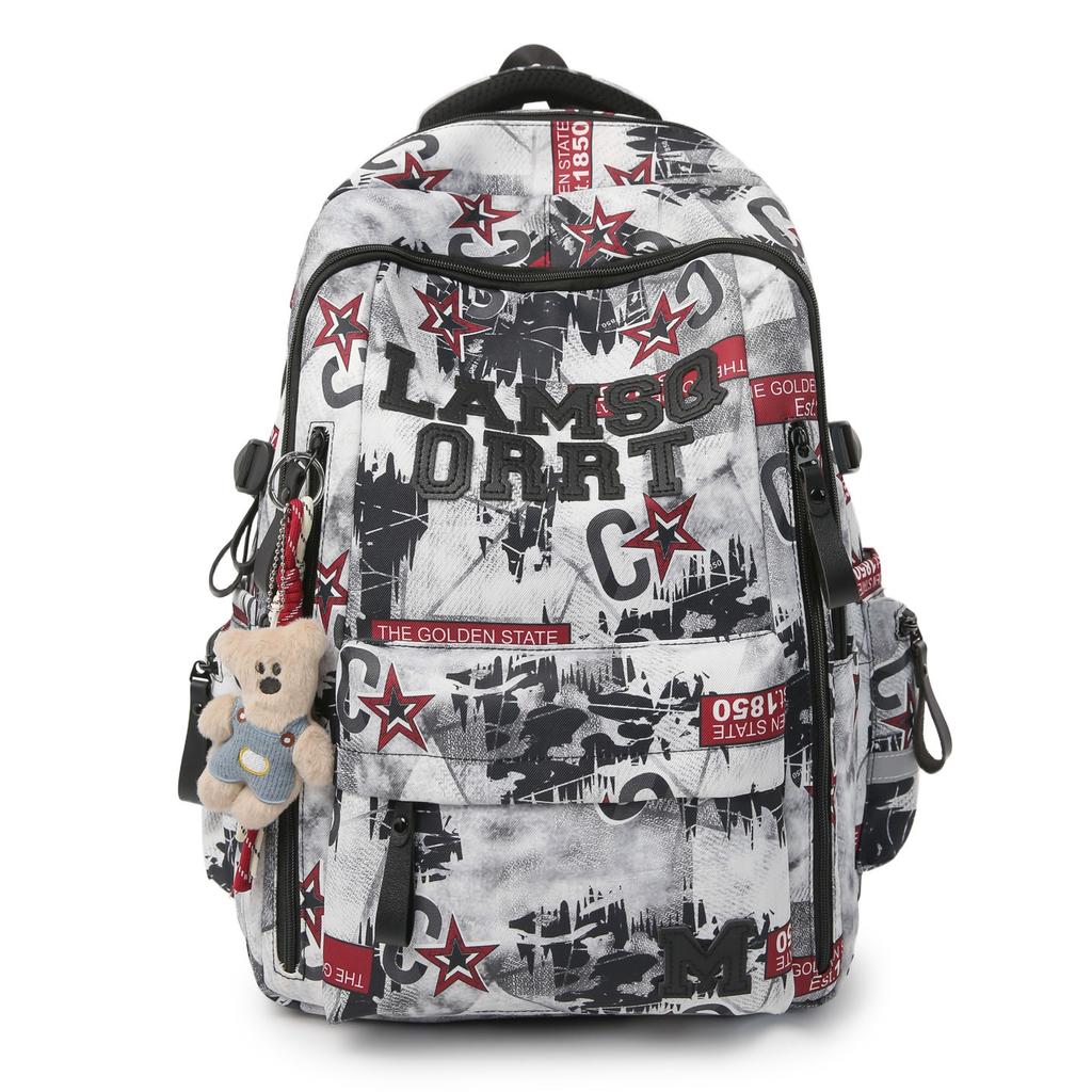 New Graffiti Niche School Bag for Junior High and High School Boys, Lightweight Spine Protection, Lightweight Large Capacity Design Laptop Backpack