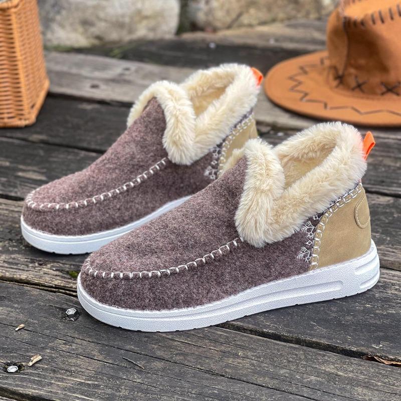 Women's Mid-Calf Thick-Sole Winter Insulated Fur-Lined Snow Boots Anti-Slip, Durable, Casual Athletic Cotton Boots