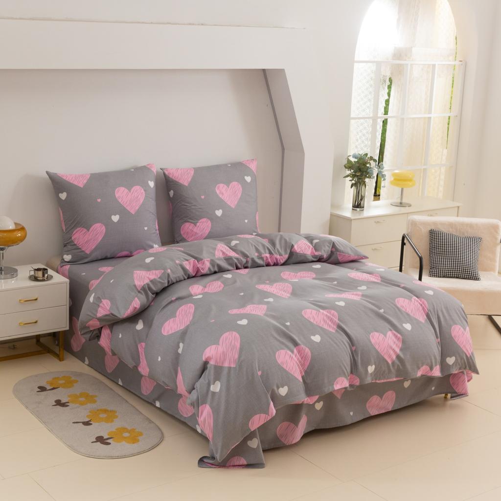 Ropa de cama de algodón 140X200 Corazón Rosa