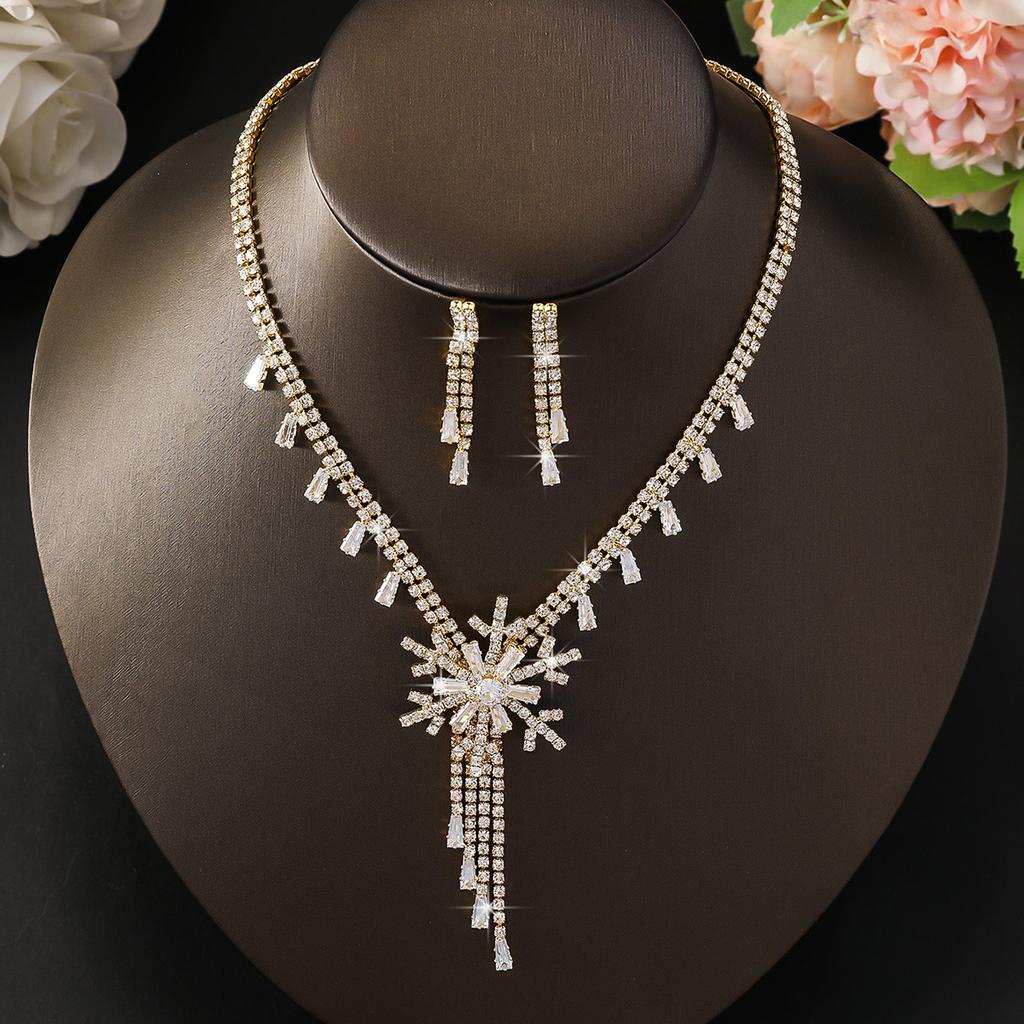 Accessories Full Of Zircon Bridal Jewelry Set Temperament High-End Earrings Necklace Jewelry Set