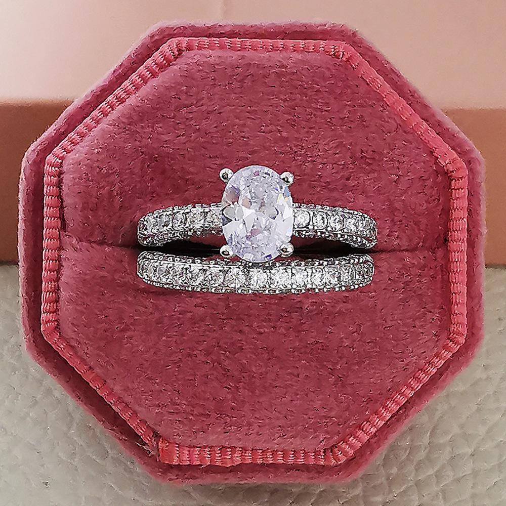 

Weishang Европейский и Американский AAA Циркон Бриллиант Обручальное и Обручальное Кольцо Набор r5219 Size 8 белый