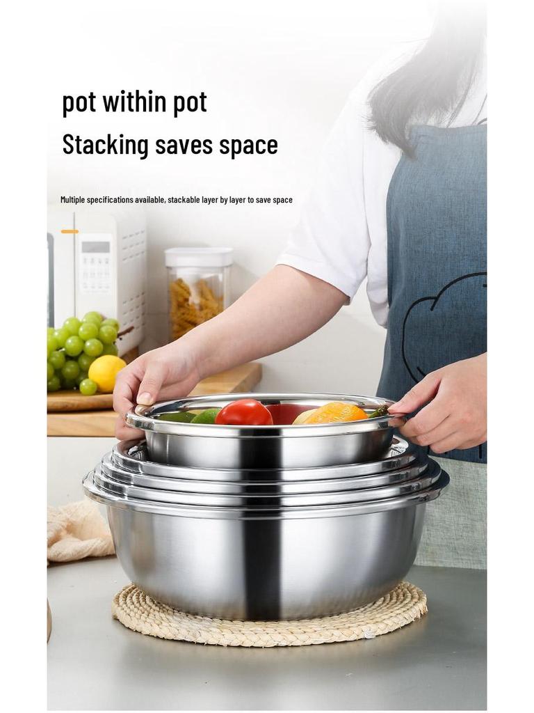 Stainless Steel Basin, Large/Extra-Large: Ideal for Washing Vegetables, Mixing Dough, or Bathing.