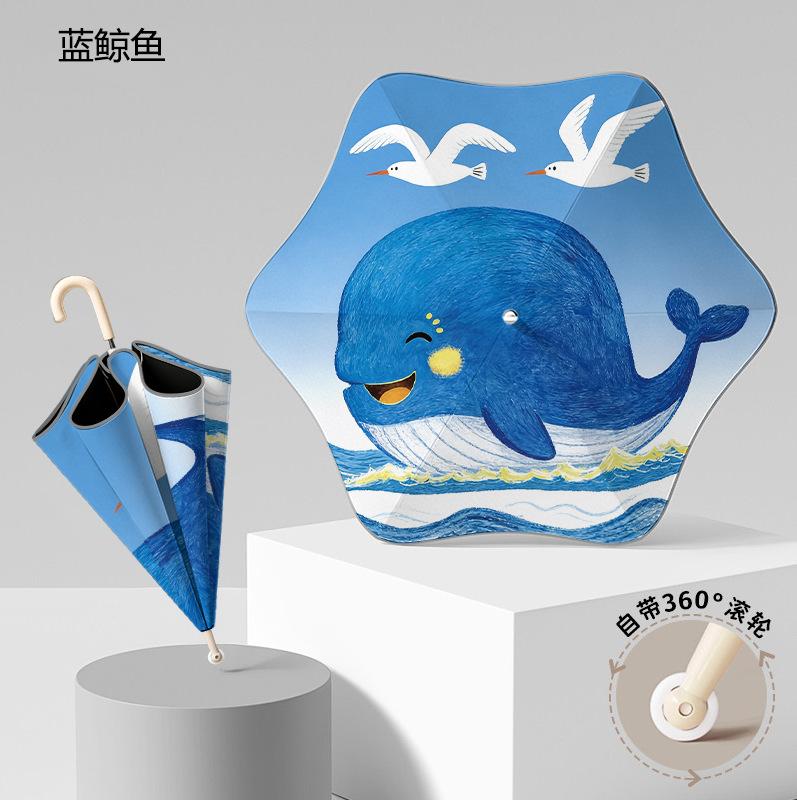 Manufacturer straight pole umbrella wholesale cartoon children umbrella automatic male and female rounded corners anti-poke kindergarten sun shading