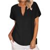 Women's Fashion Solid Color V-neck Daily Versatile Short Sleeved Shirt Top