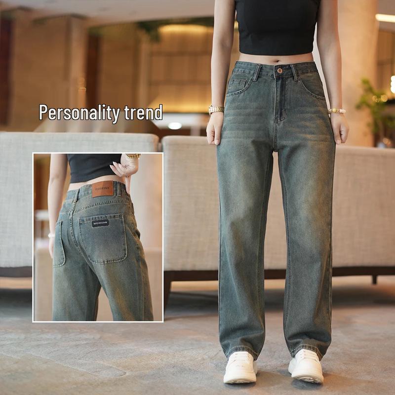 

Мужские осенние джинсы прямого кроя в стиле ретро хай-стрит – Универсальная свободная посадка 33