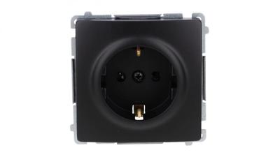 Simon Basic Socket Outlet with Earthing Schuko (Module) with Shutters, Screw Terminals Black Bmgsz1Z.01/49