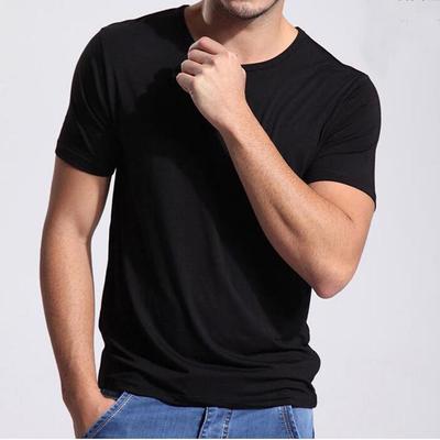 Herren T-Shirt im koreanischen Stil aus Bambusfaser-Modal - Unifarben, Rundhals, Halbarm