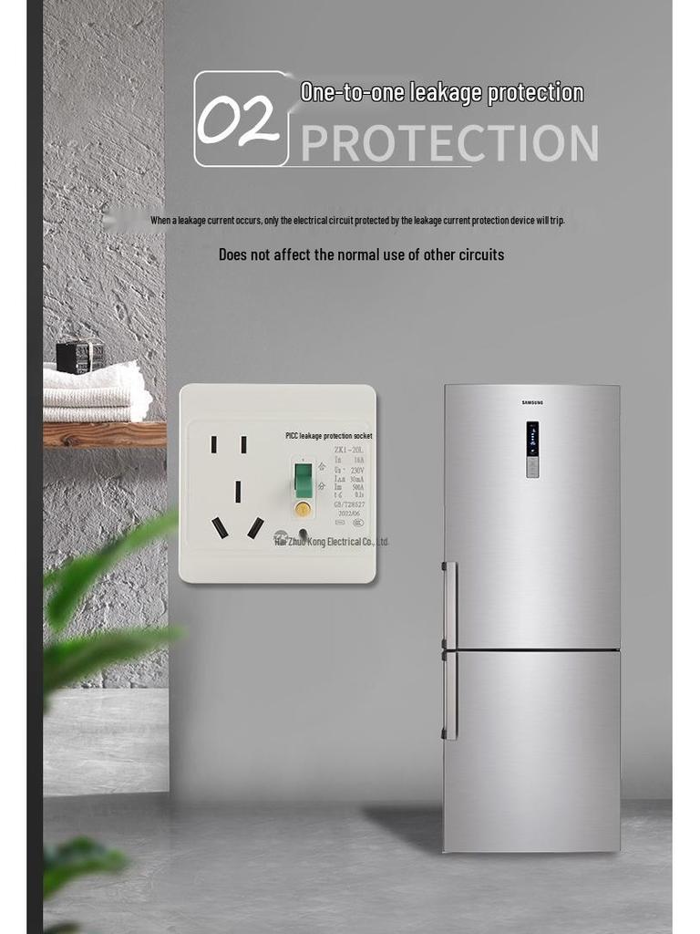 Zhuokong 86 Type Leakage Protection Socket for Air Conditioner & Water Heater, 10A/16A