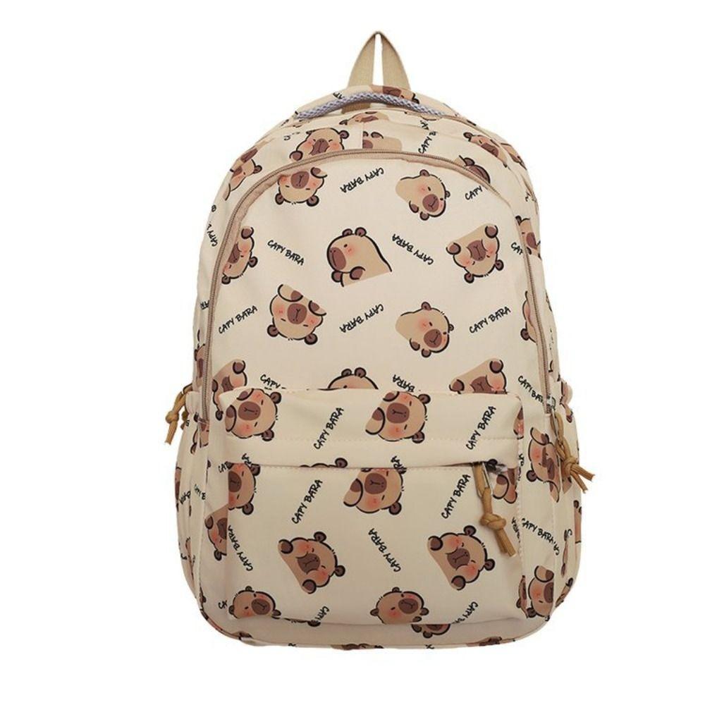 Korean Style Capibara Shoulder Bag Large Capacity Cartoon School Bag Capybara Backpack  Outdoor